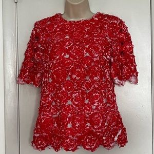 🎈Tory Burch Sz 2 rare cutout embroidered appliqué top blouse